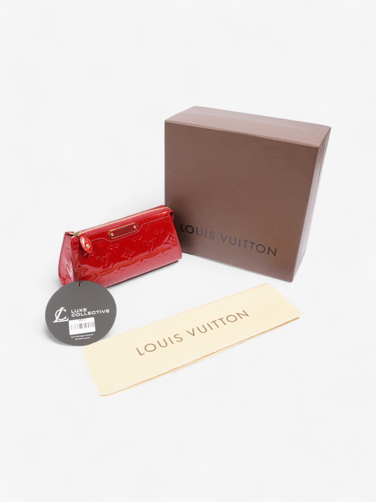 Louis Vuitton Trousse Cosmetic Pouch Monogram Vernis / Red Vernis Leather
