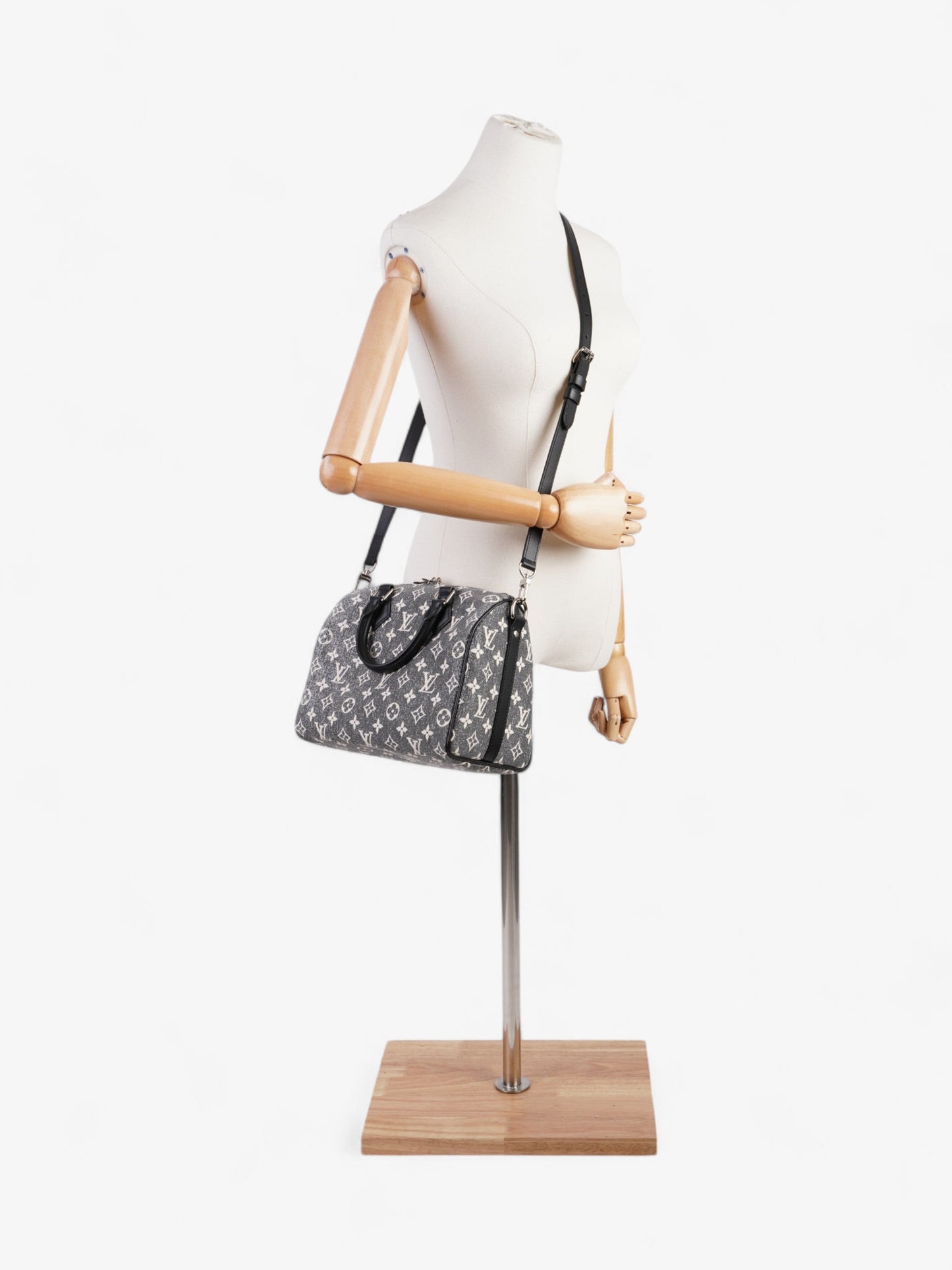 Louis Vuitton Speedy Bandouli猫re Black Monogram Denim 25