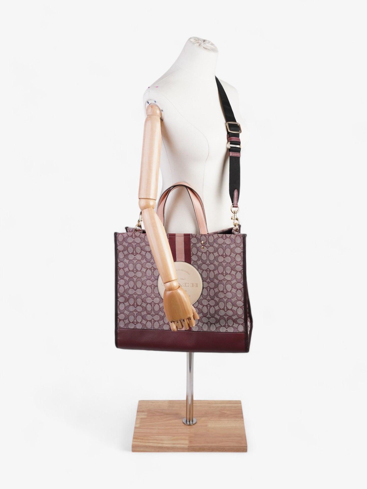 Coach Dempsey Tote Burgundy / Pink / Cream Canvas 40