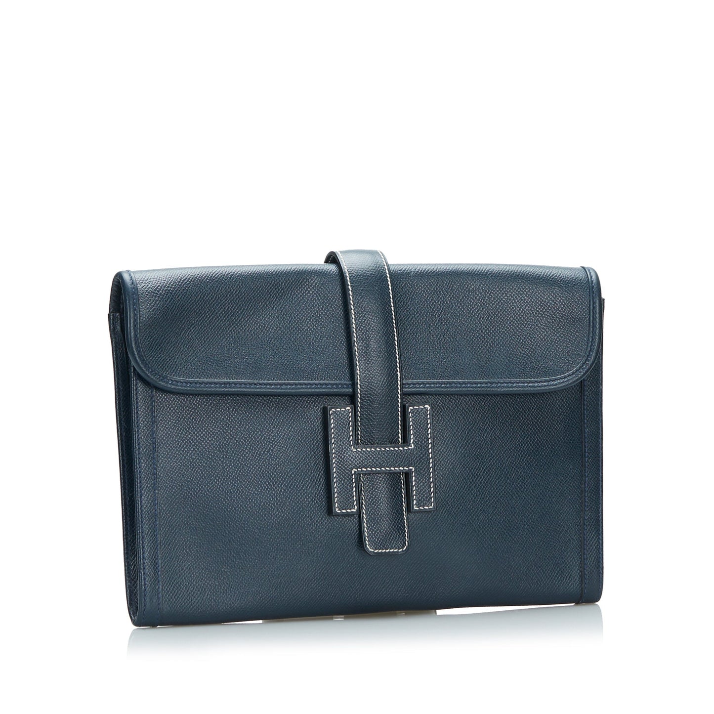 HermÃƒÆ’Ã‚Â¨s Jige PM Clutch Blue Leather