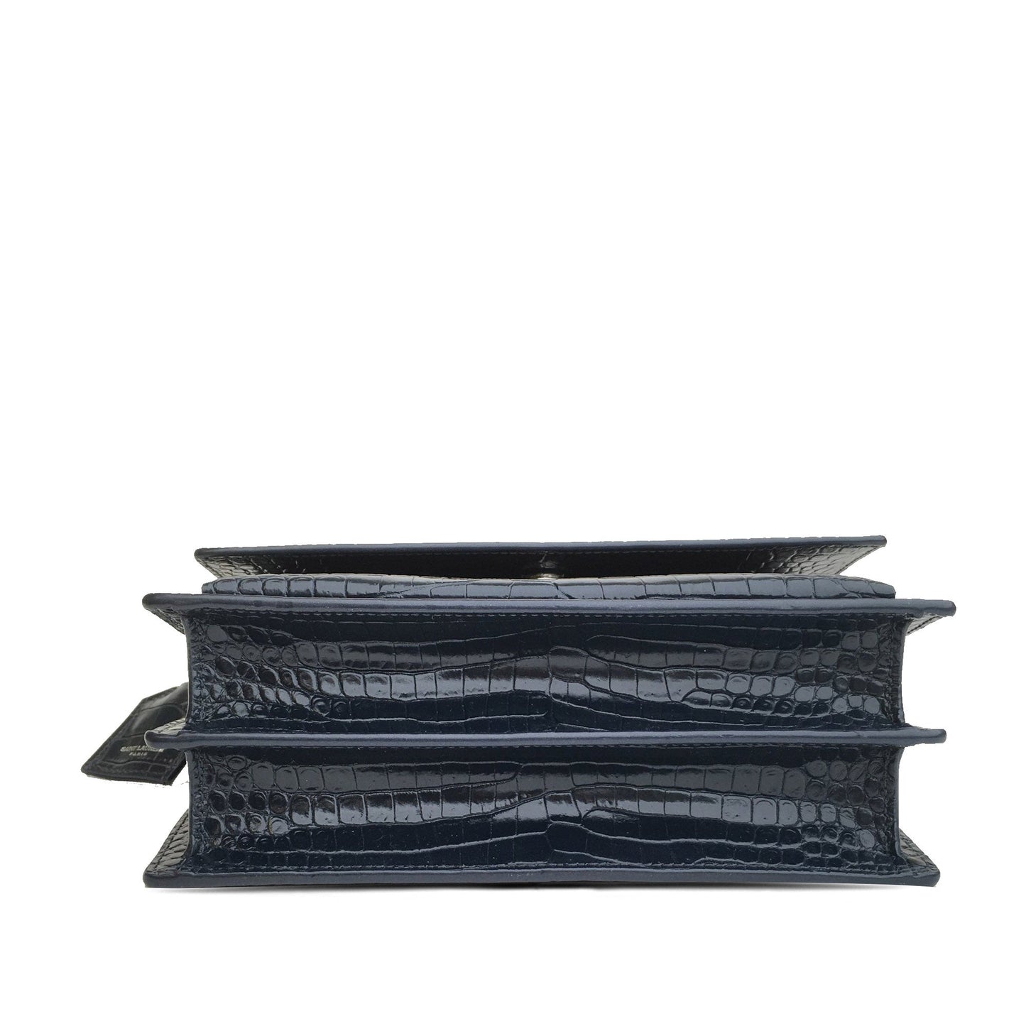 Yves Saint Laurent Sunset Medium Blue Croco Embossed Leather