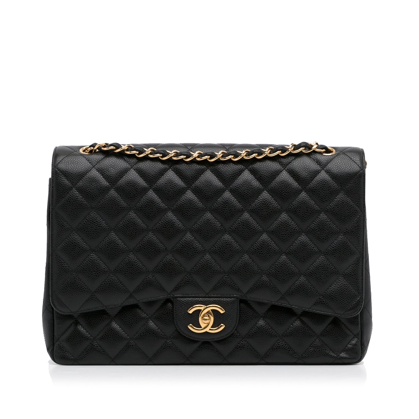 Chanel Classic Double Flap Maxi Black Caviar Gold