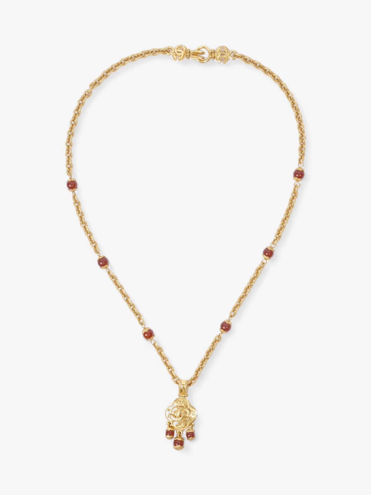 Chanel CC Pendant Chain Gold / Burgundy Base Metal