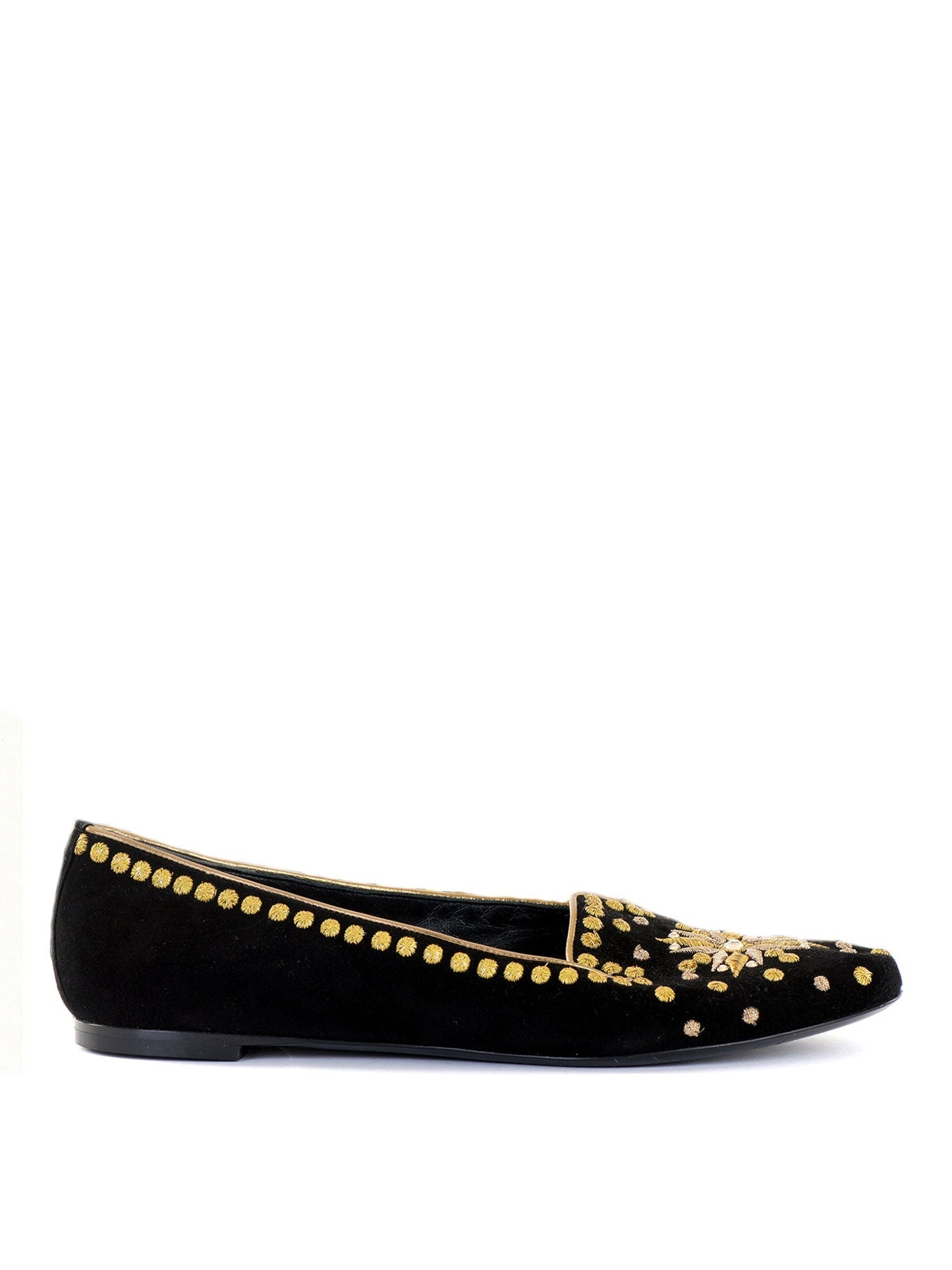 Flat Embroidered Smoking Slippers