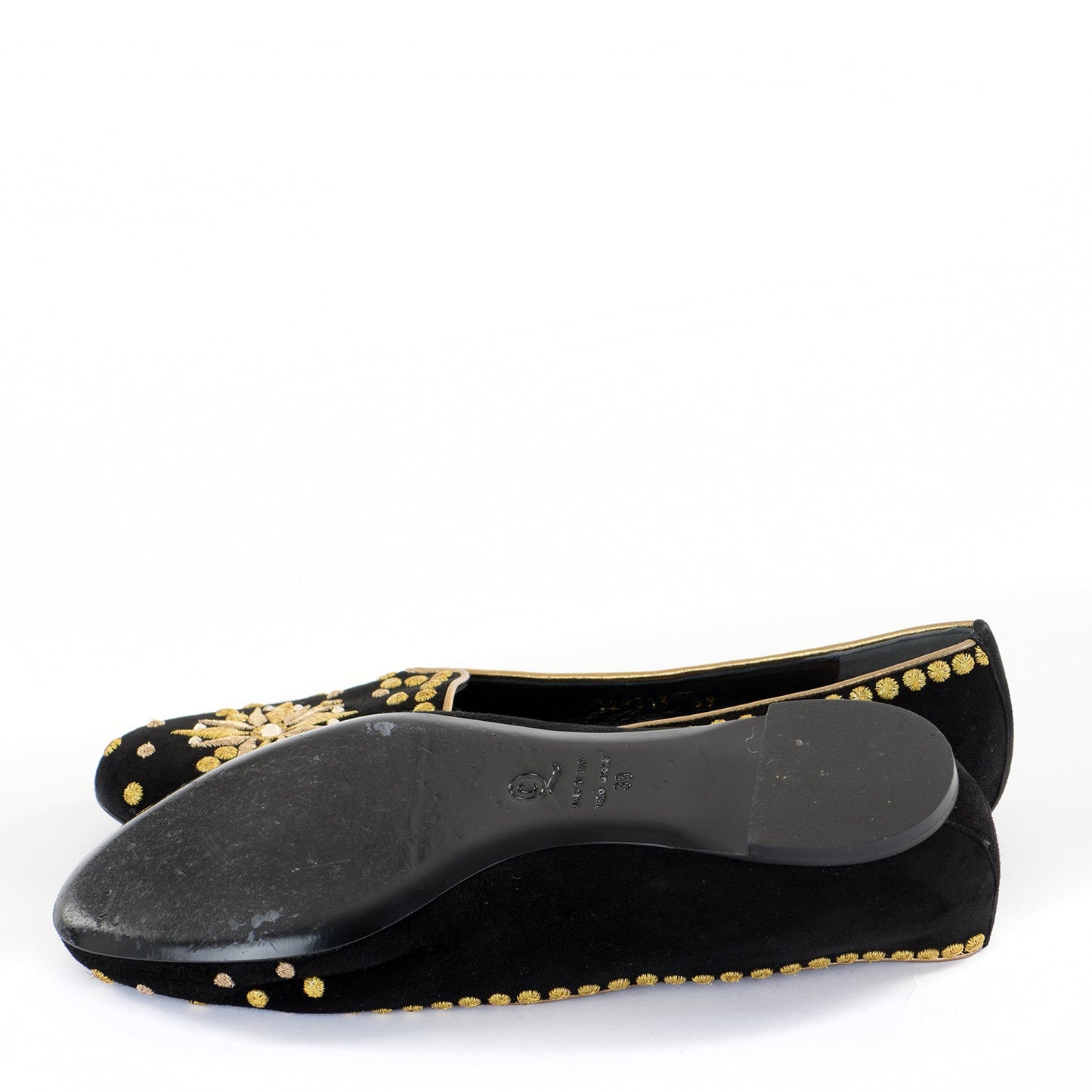 Flat Embroidered Smoking Slippers