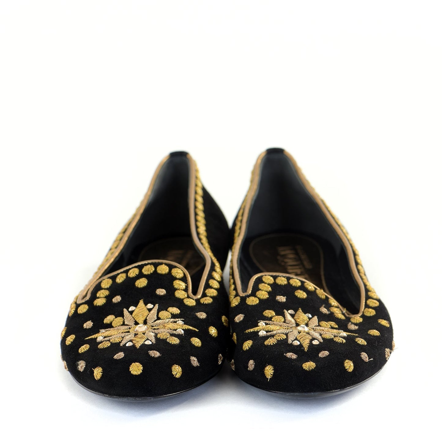 Flat Embroidered Smoking Slippers