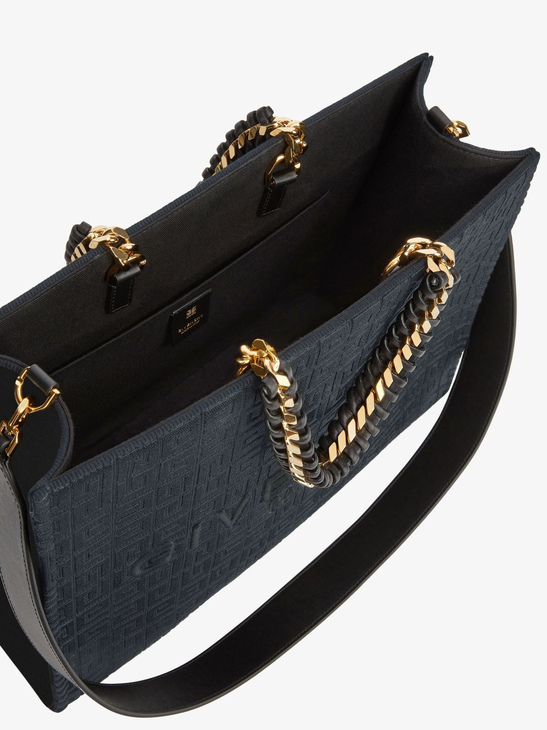 BLACK M TOTE MONOGRAM GOLD CHAIN