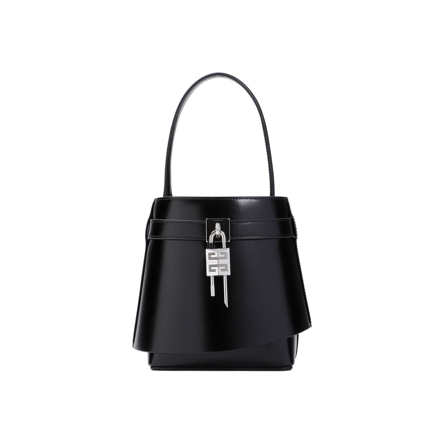 SHARK LOCK LEATHER BUCKET BAG