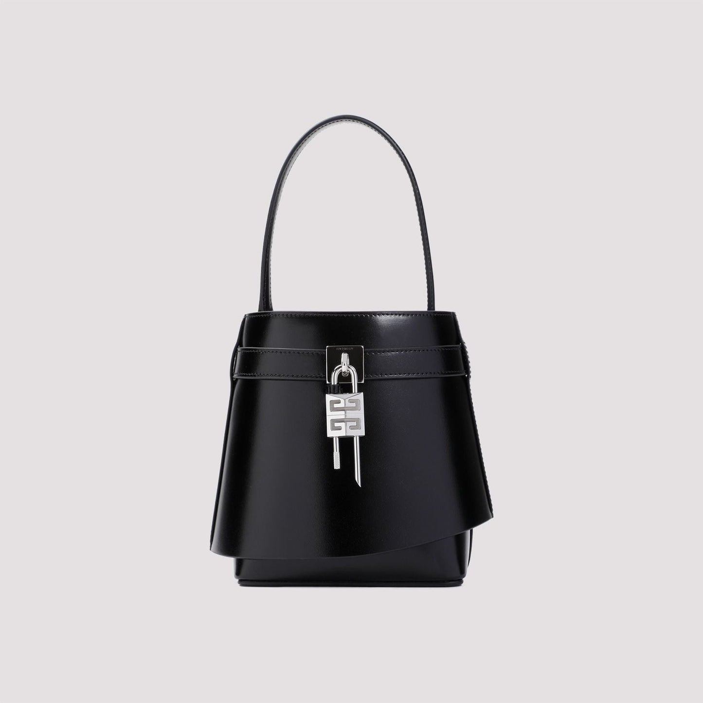 SHARK LOCK LEATHER BUCKET BAG