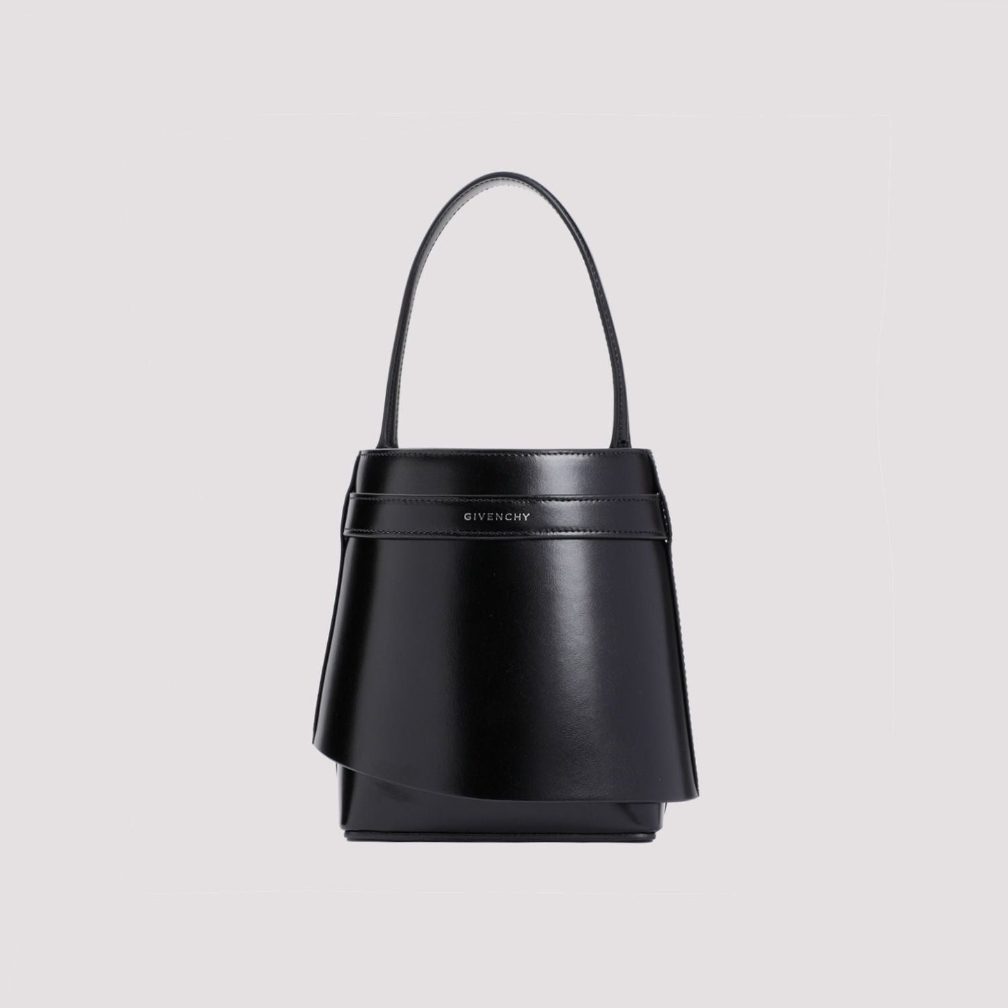 SHARK LOCK LEATHER BUCKET BAG