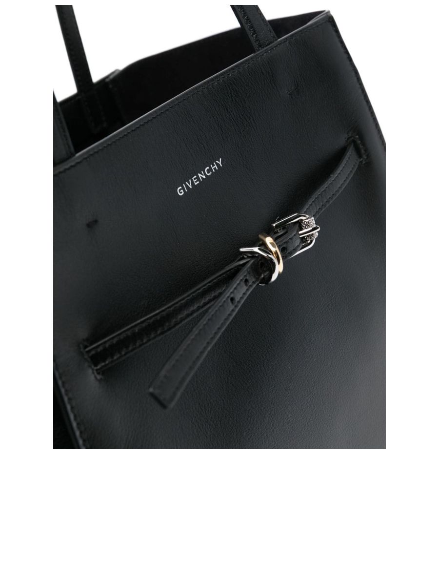 Voyou Medium Leather Tote Bag in Black