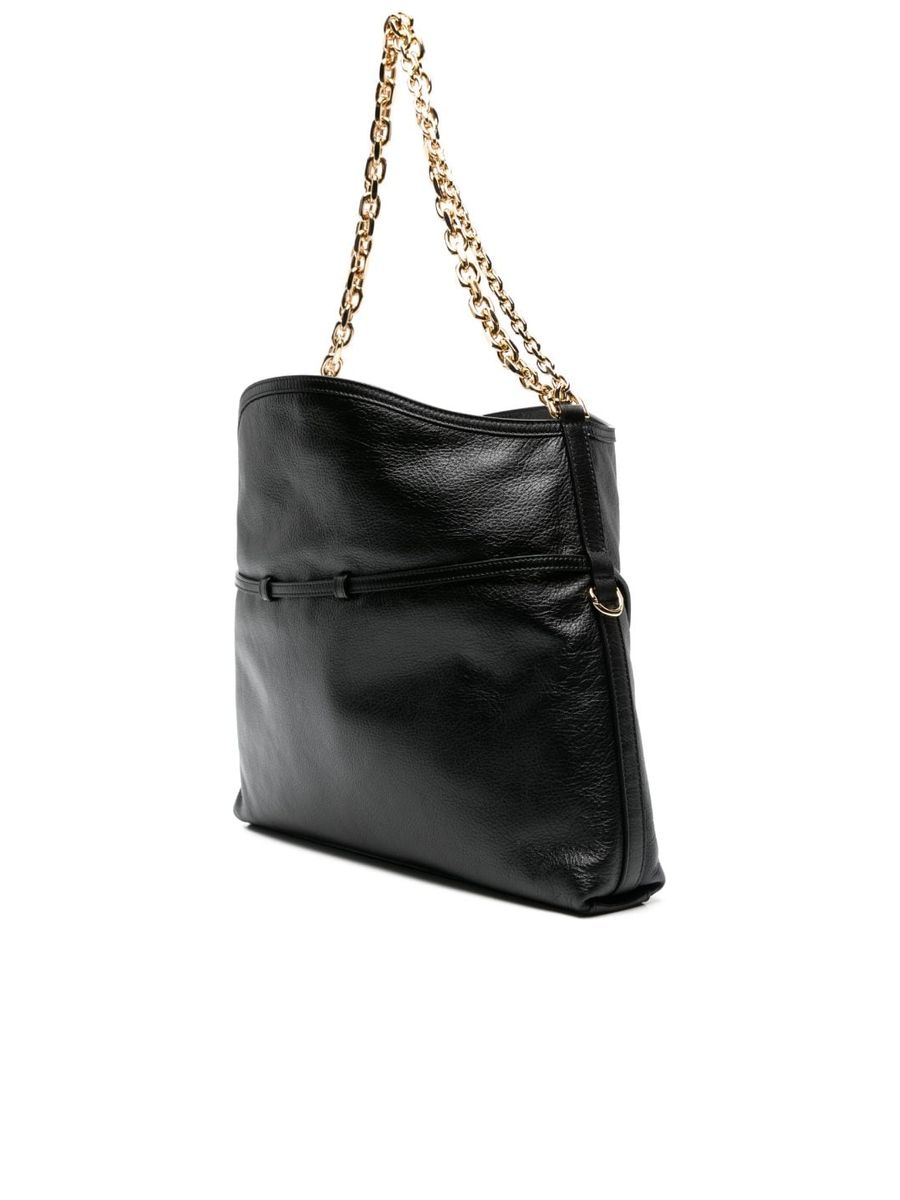 Grained Texture Logo Shoulder Bag