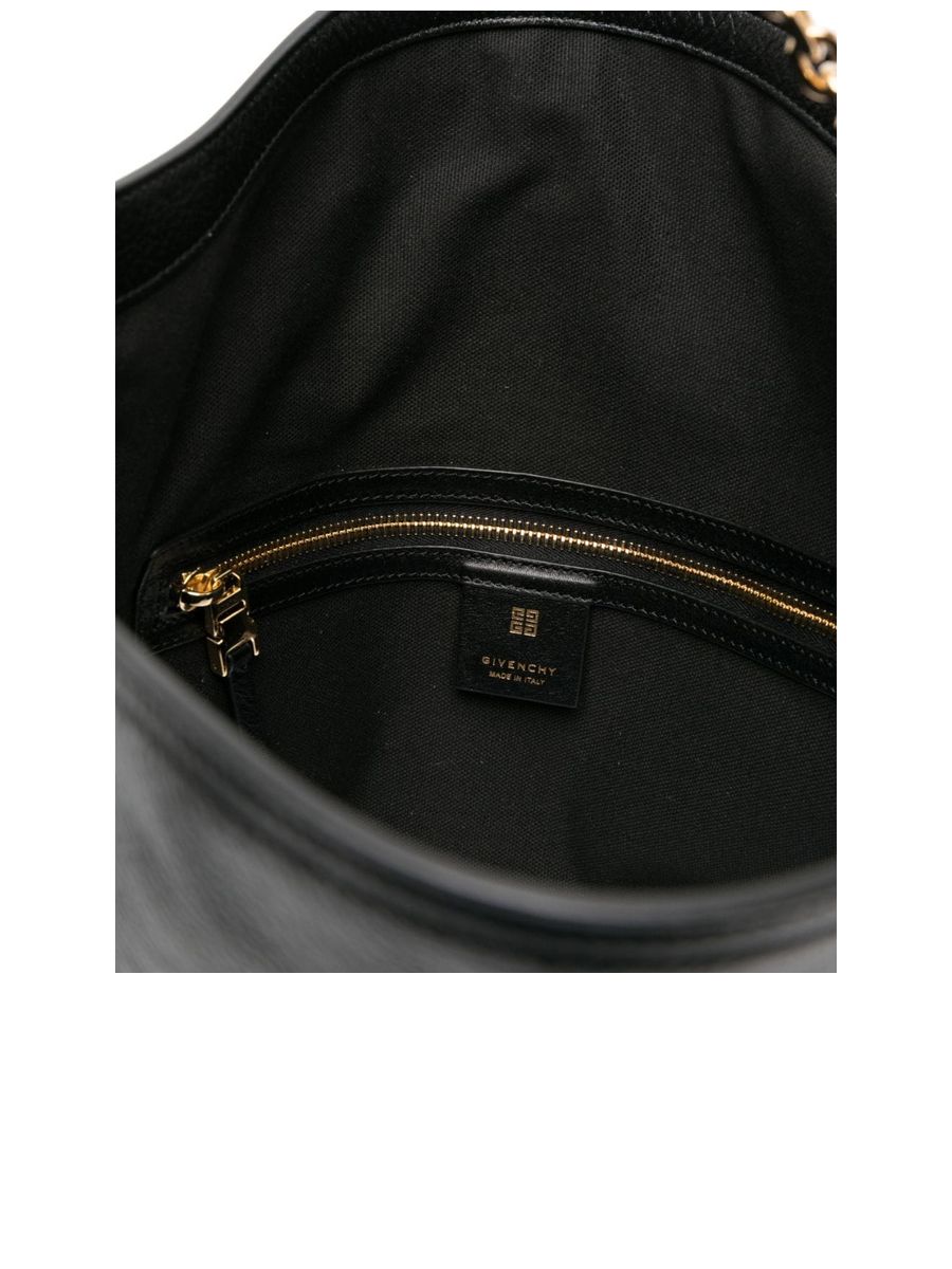 Grained Texture Logo Shoulder Bag