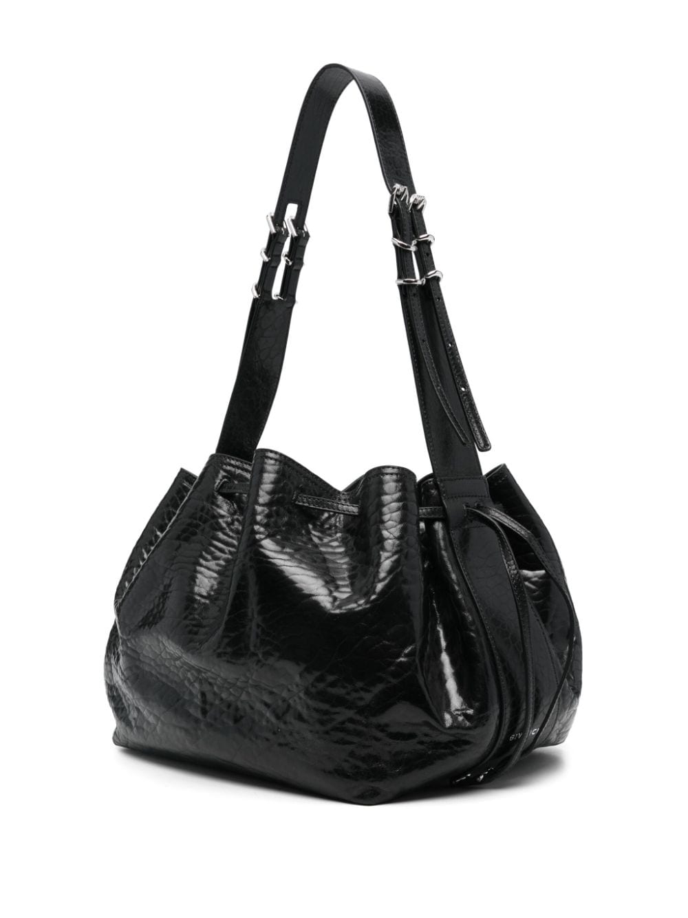 PUMPKIN MEDIUM BAG IN BLACK CRACKED PATENT LEATHER