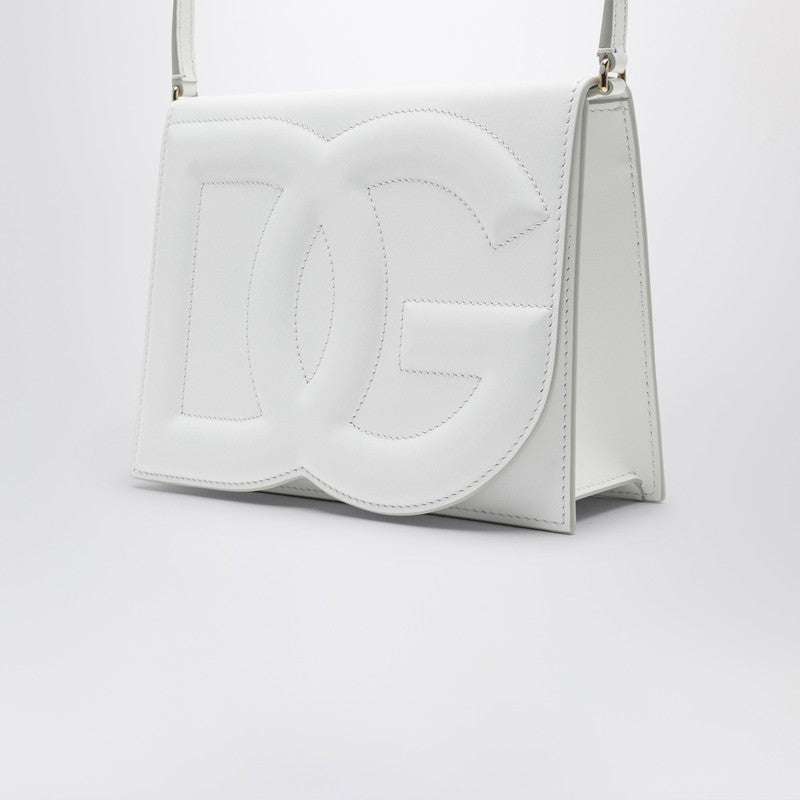 Dolce&Gabbana White Dg Logo Leather Shoulder Bag Women