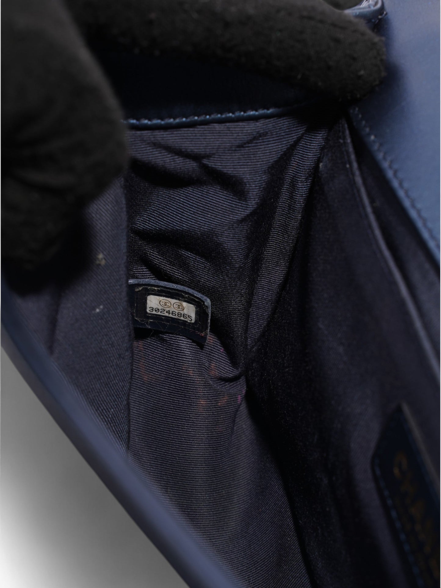 Chanel Boy Bag Navy Blue Lambskin Leather Medium