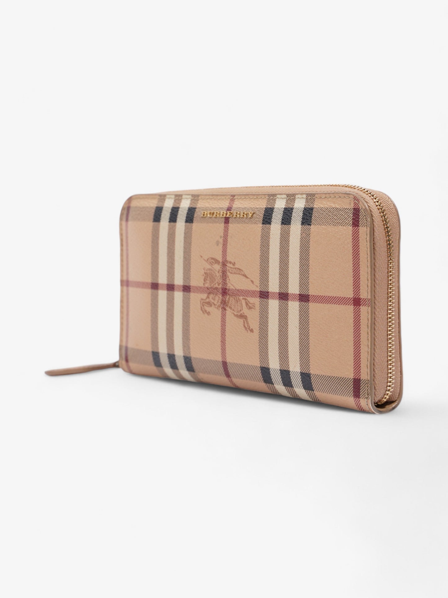 Burberry Zip Around Wallet Haymarket Check Canvas