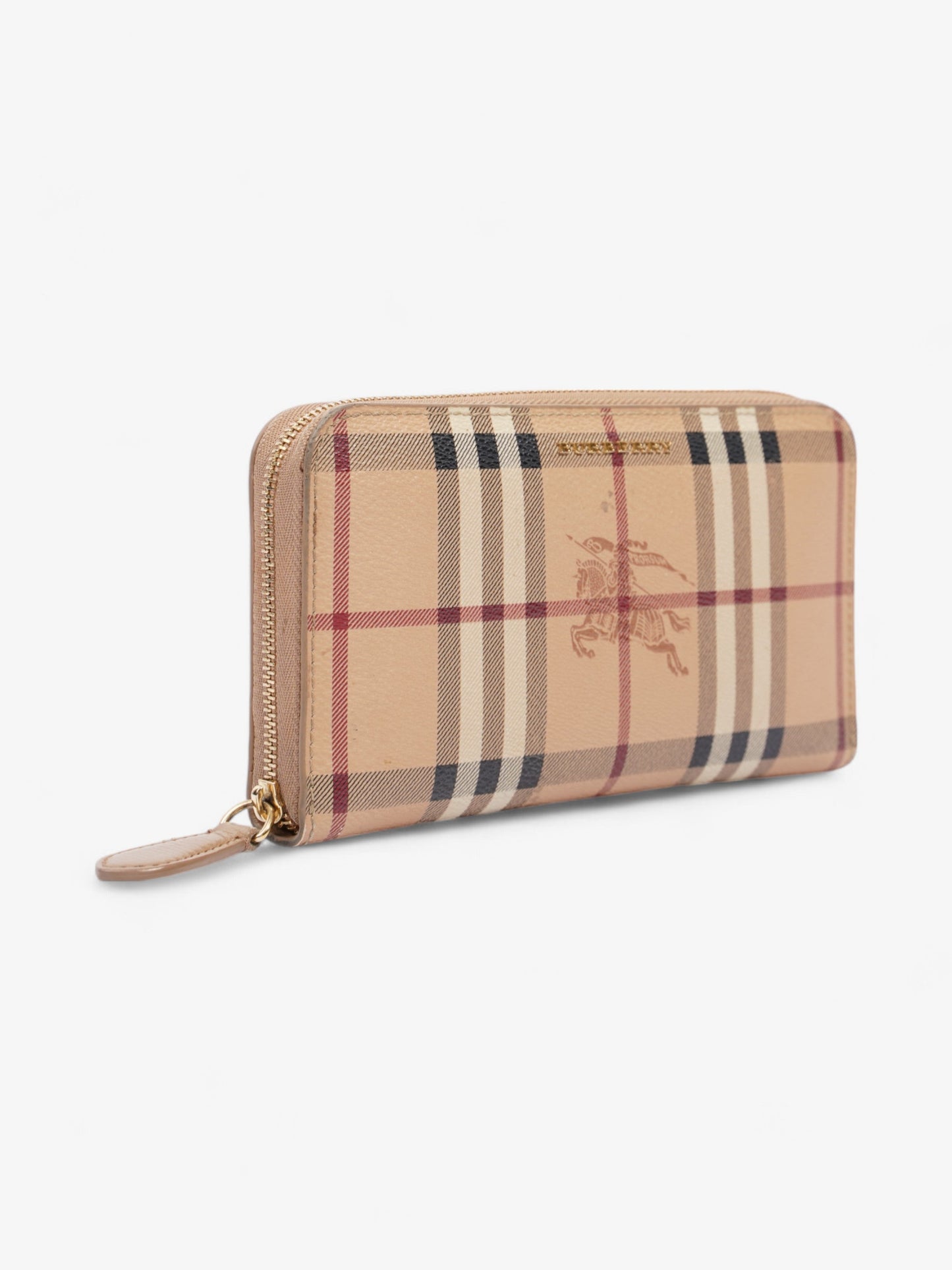 Burberry Zip Around Wallet Haymarket Check Canvas