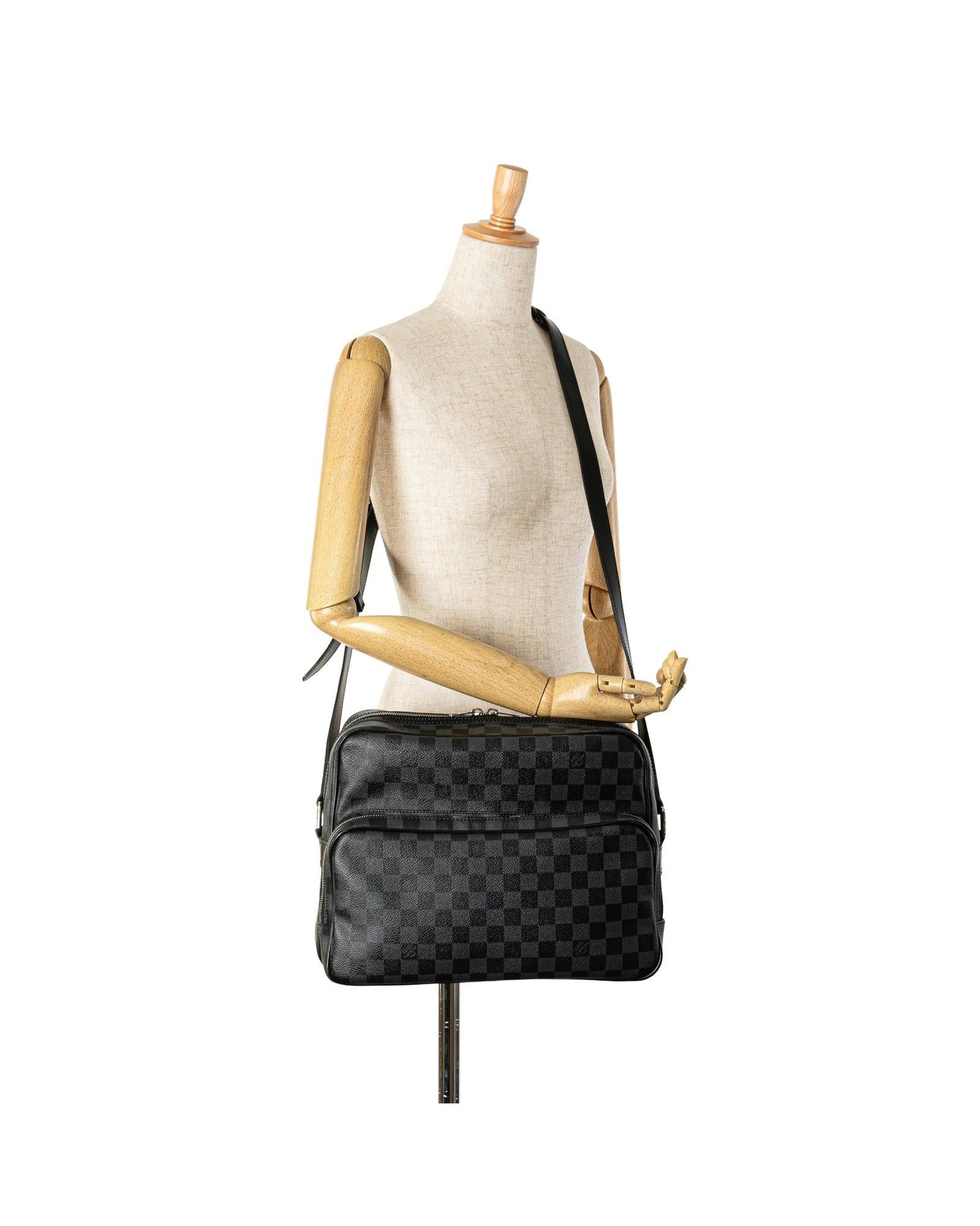 Damier Graphite Canvas Sac Leoh with Leather Trim and Adjustable Strap