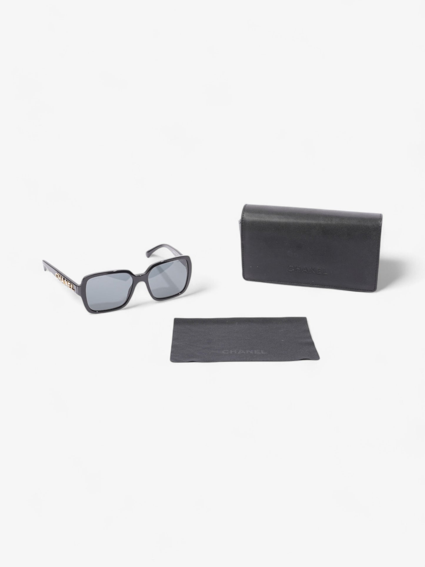 Chanel Square Framed Sunglasses Black / Gold Acetate 140mm