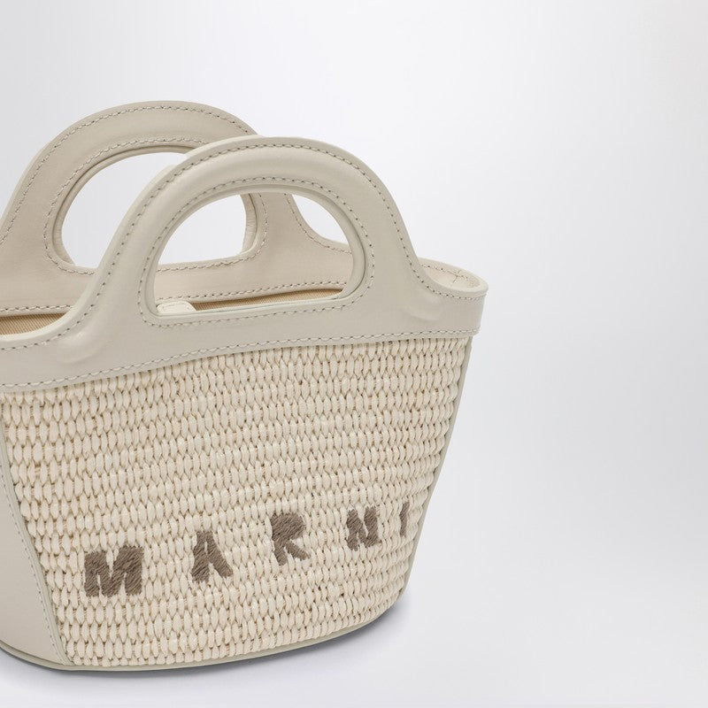 Marni Micro Tropicalia White Leather And Rafia Women