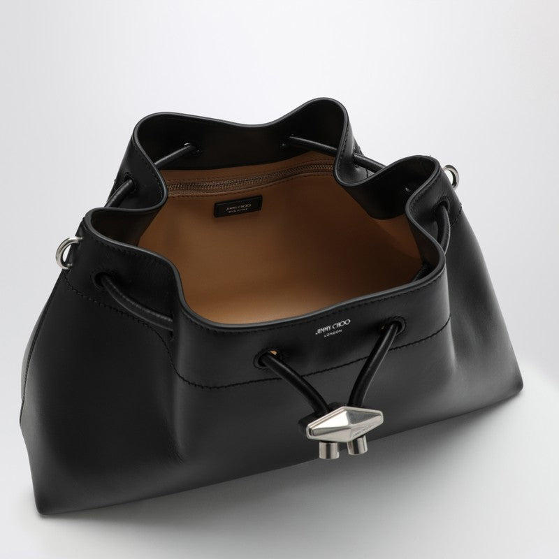 Jimmy Choo Cinch M Black Leather Bucket Bag Women