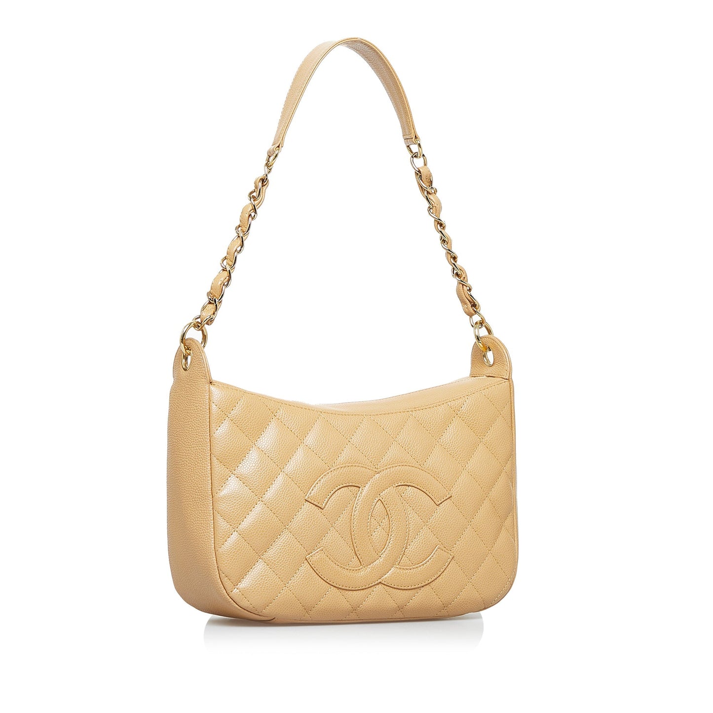 Chanel CC Timeless Shoulder Bag Large Beige Caviar Gold