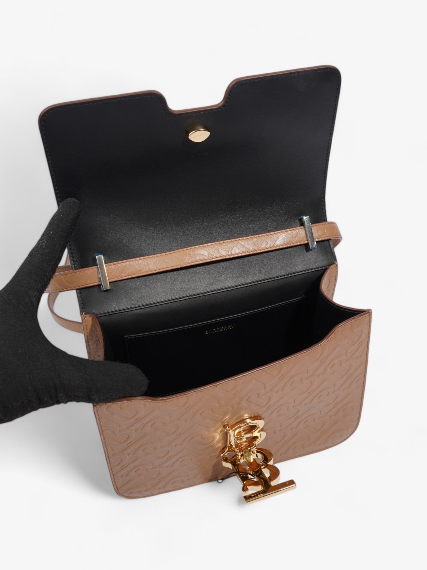 Burberry TB Bag Light Camel Calfskin Leather Small