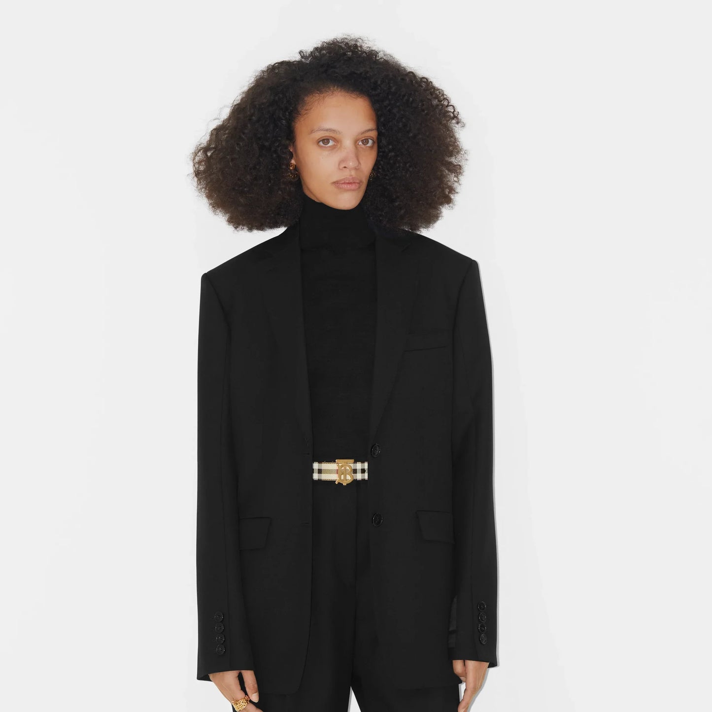 Check and Leather TB Belt