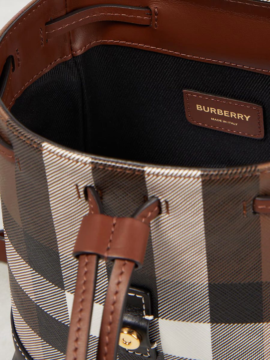 Check and Leather Micro Backpack