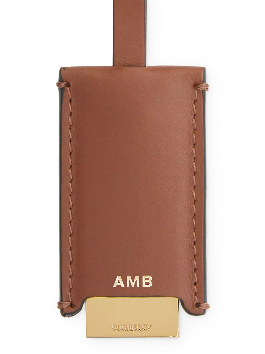 Check and Leather Medium Tote in Dark Birch Brown
