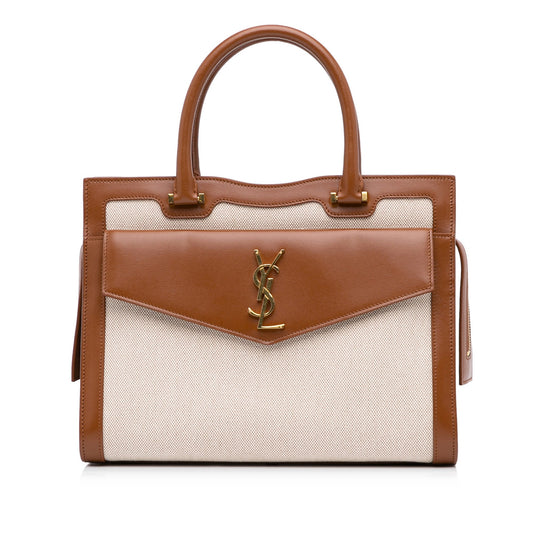 Yves Saint Laurent Uptown Tote Medium Brown Canvas