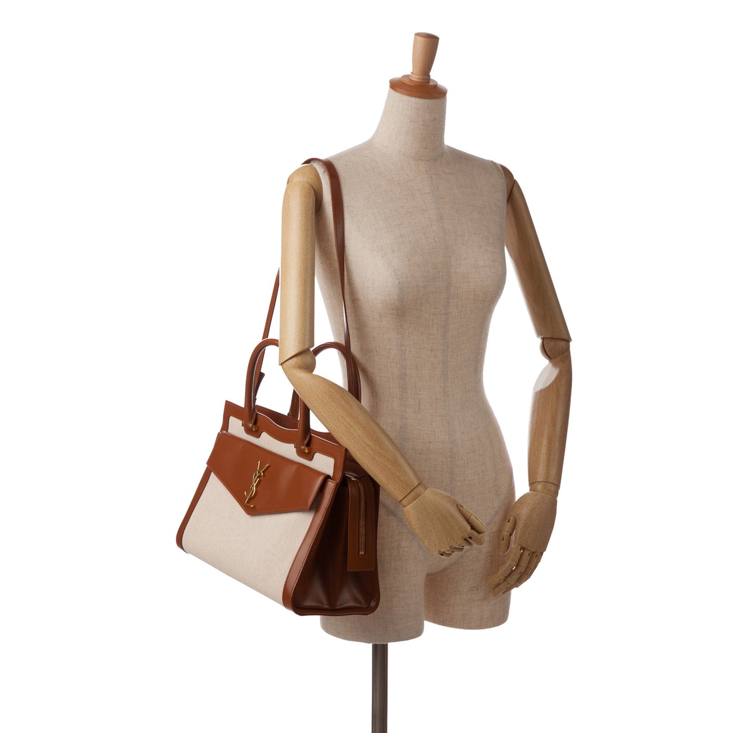 Yves Saint Laurent Uptown Tote Medium Brown Canvas