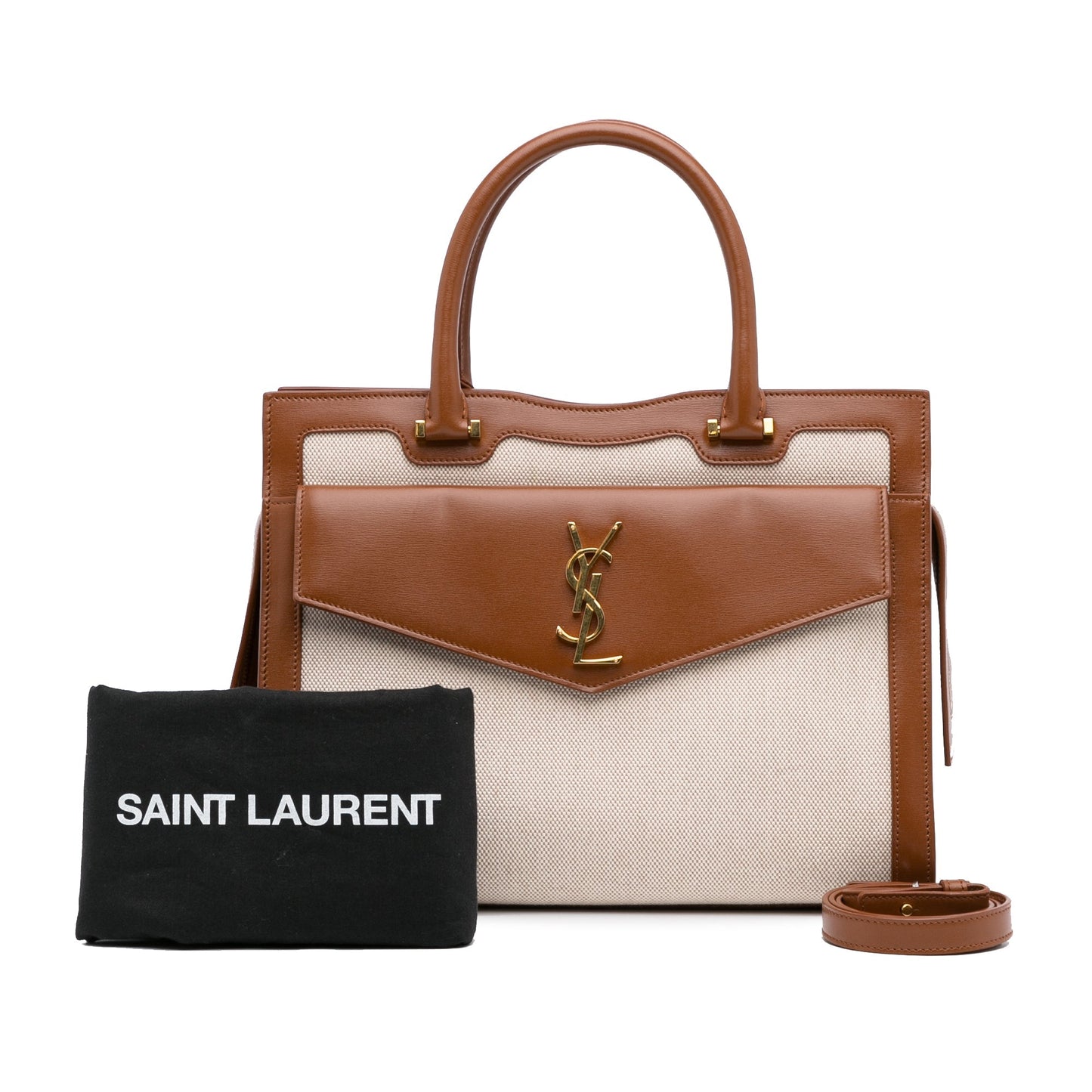 Yves Saint Laurent Uptown Tote Medium Brown Canvas
