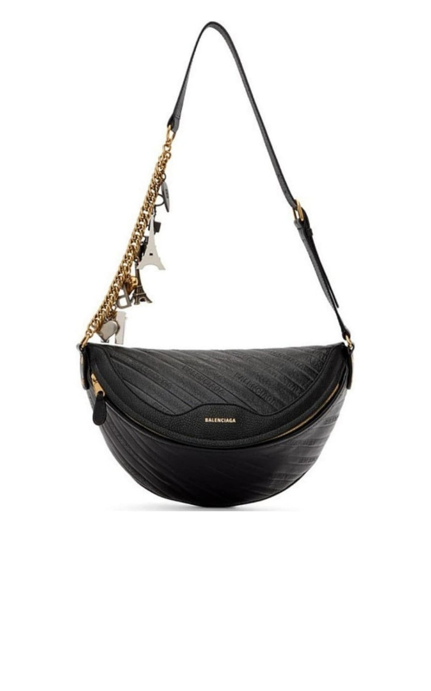 Black Leather Souvenir Belt Bag