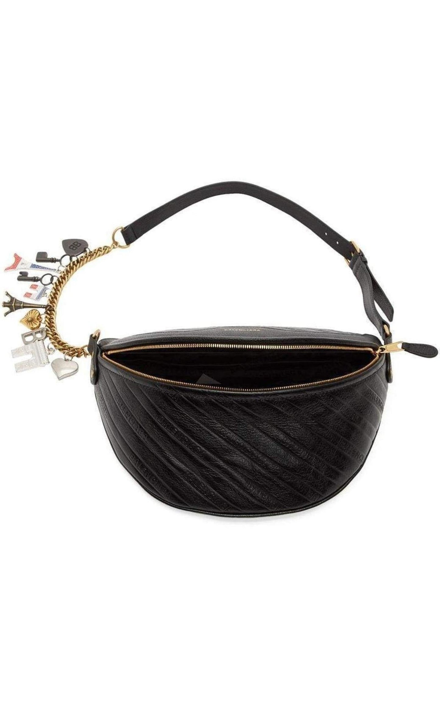 Black Leather Souvenir Belt Bag