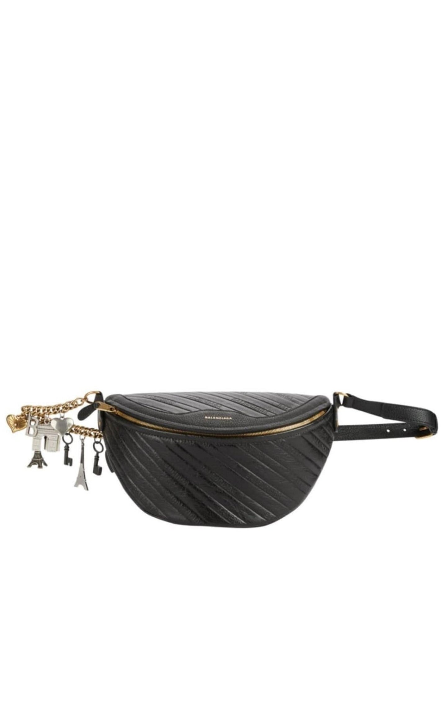 Black Leather Souvenir Belt Bag