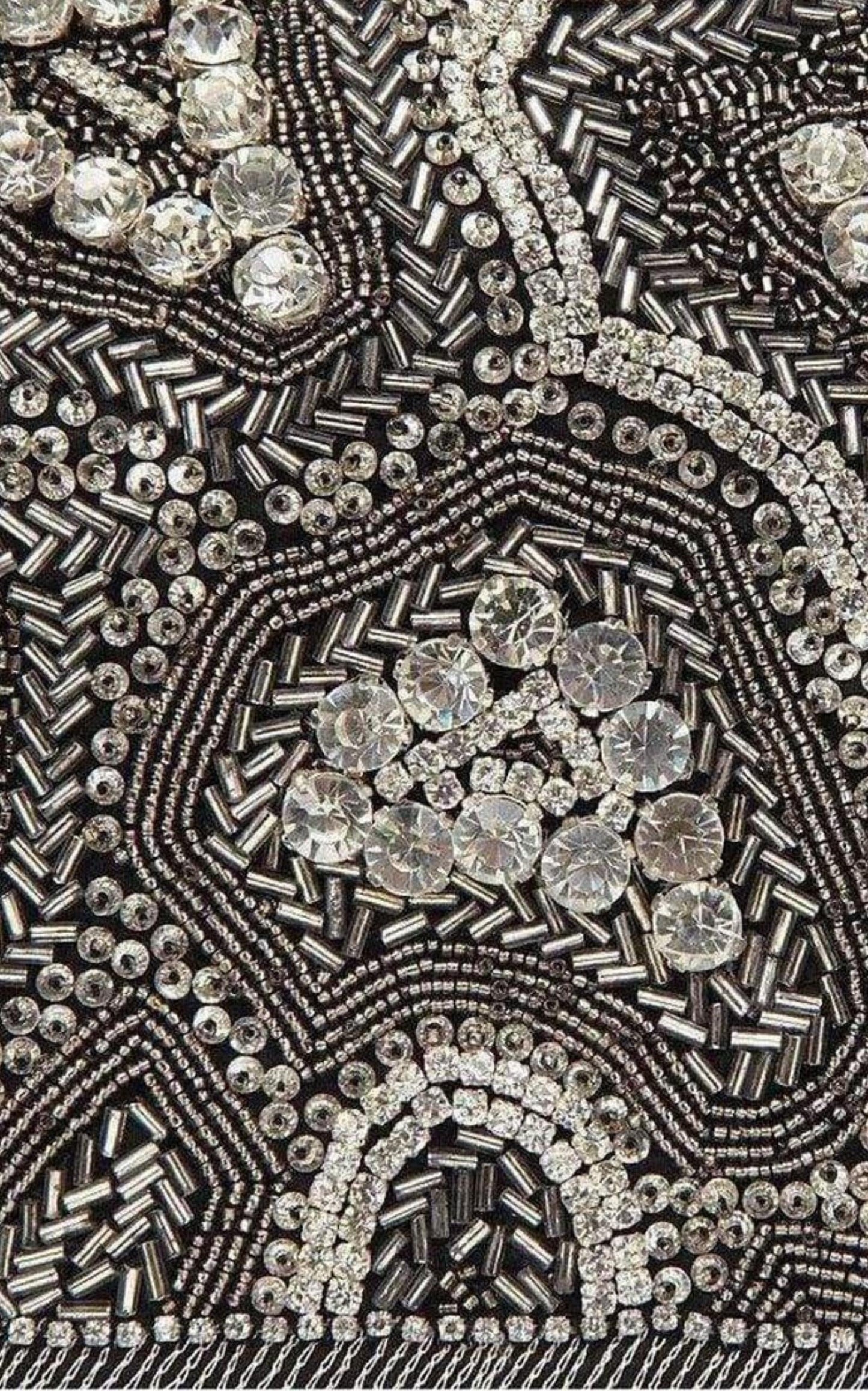 Black Nabuck Leather & Swarovski Crystal Clutch