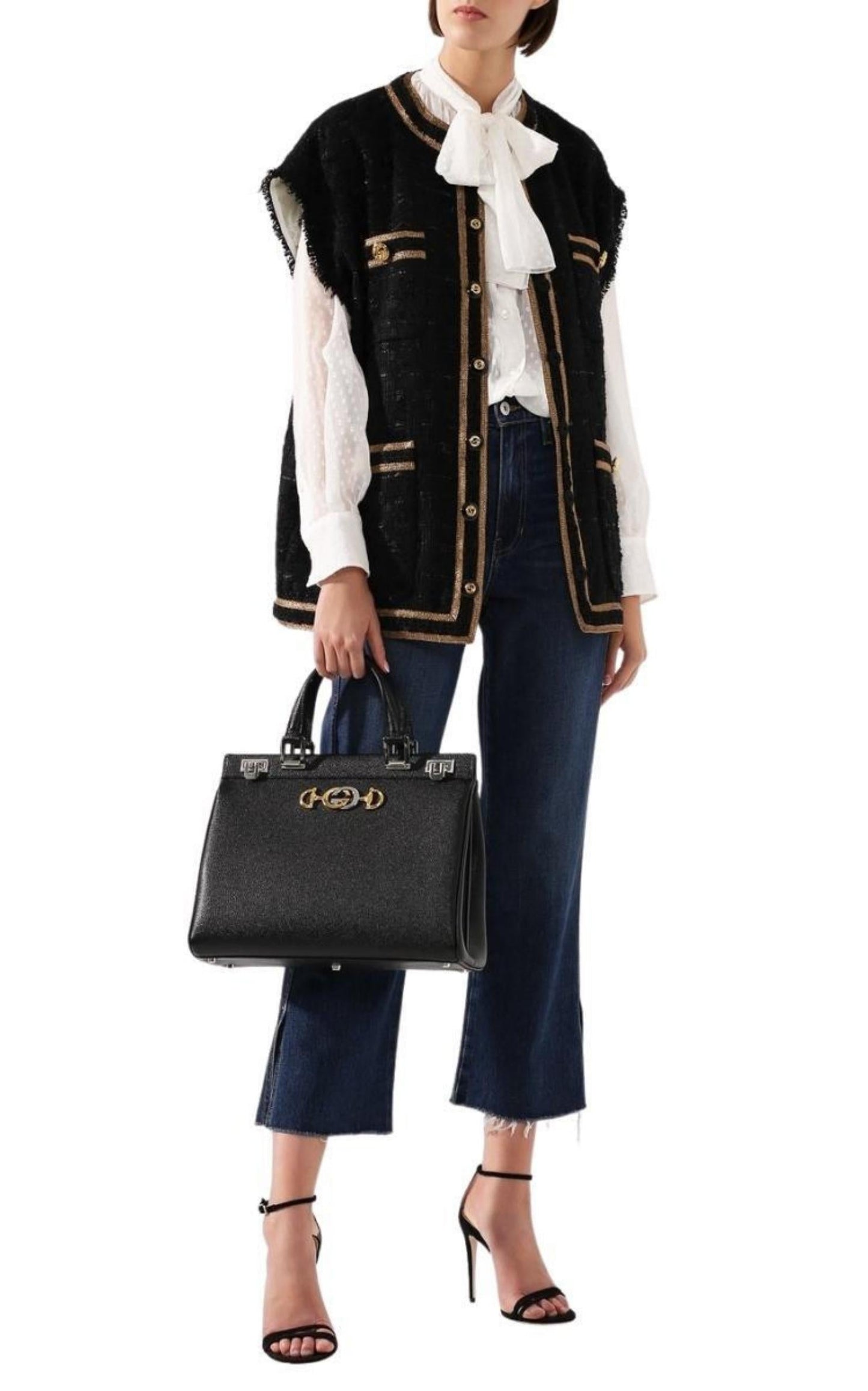 Black Zumi Medium Leather Tote Bag