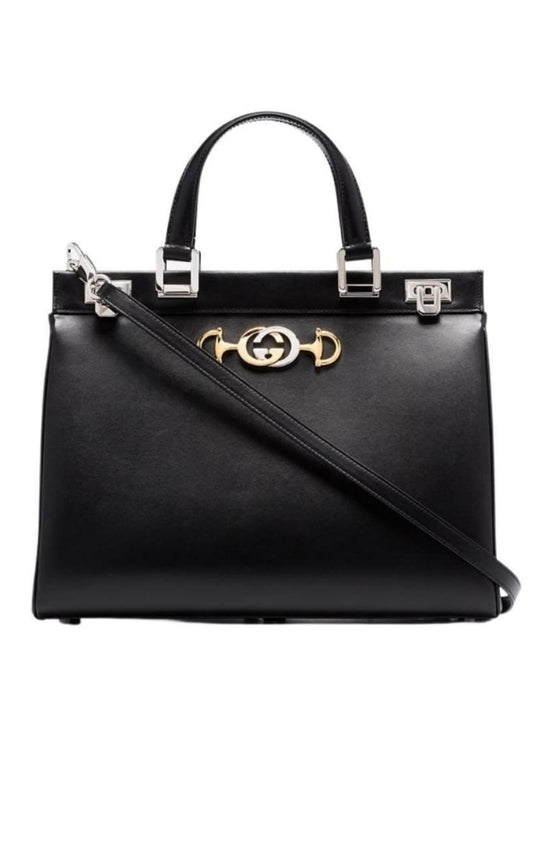 Black Zumi Medium Leather Tote Bag