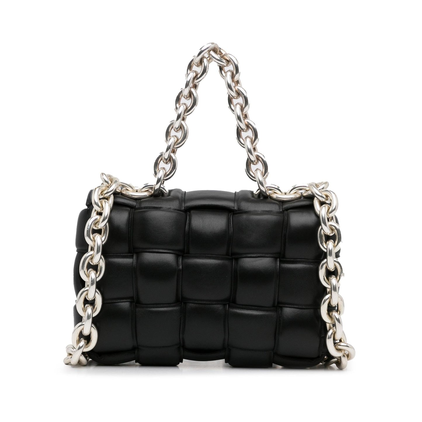 Bottega Veneta Calfskin Intrecciato Padded Chain Cassette Satchel (SHG-535Auh)