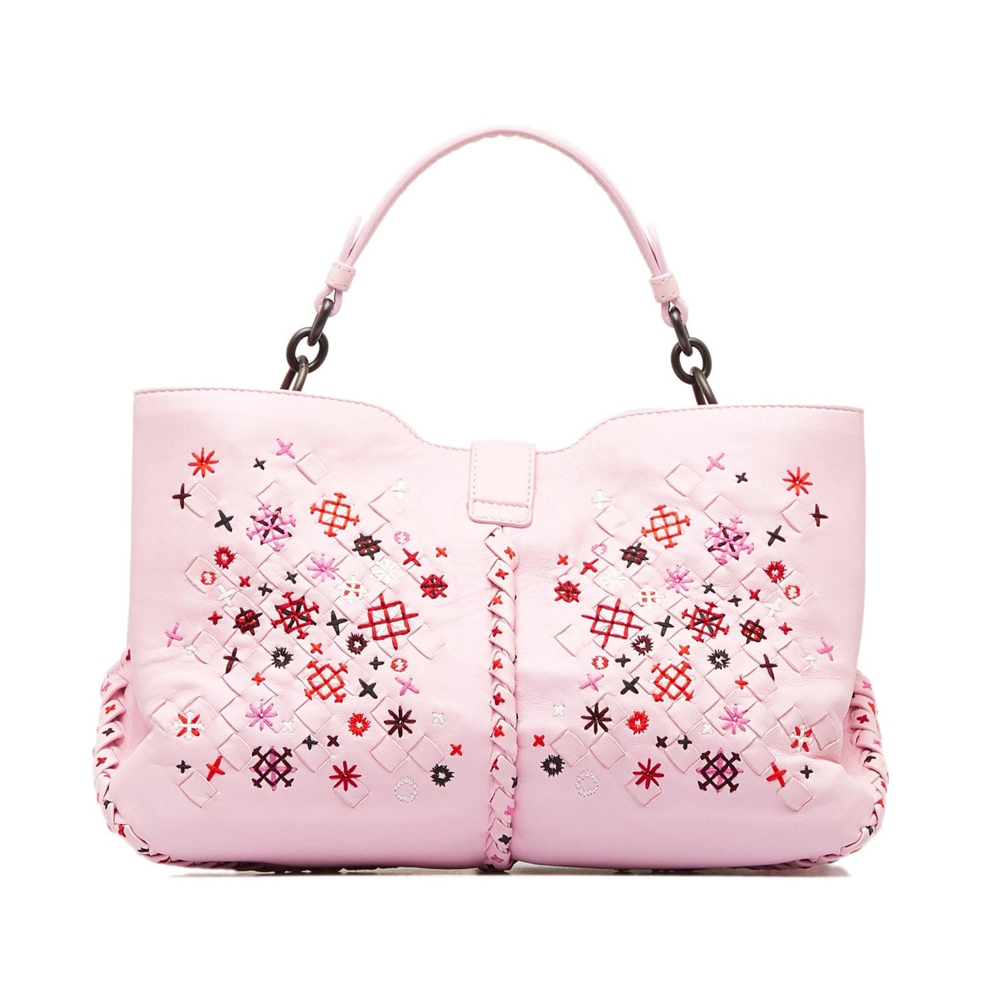 Bottega Veneta Intrecciato Napoli Meadow Flower Leather Satchel (SHG-1F8F3W)