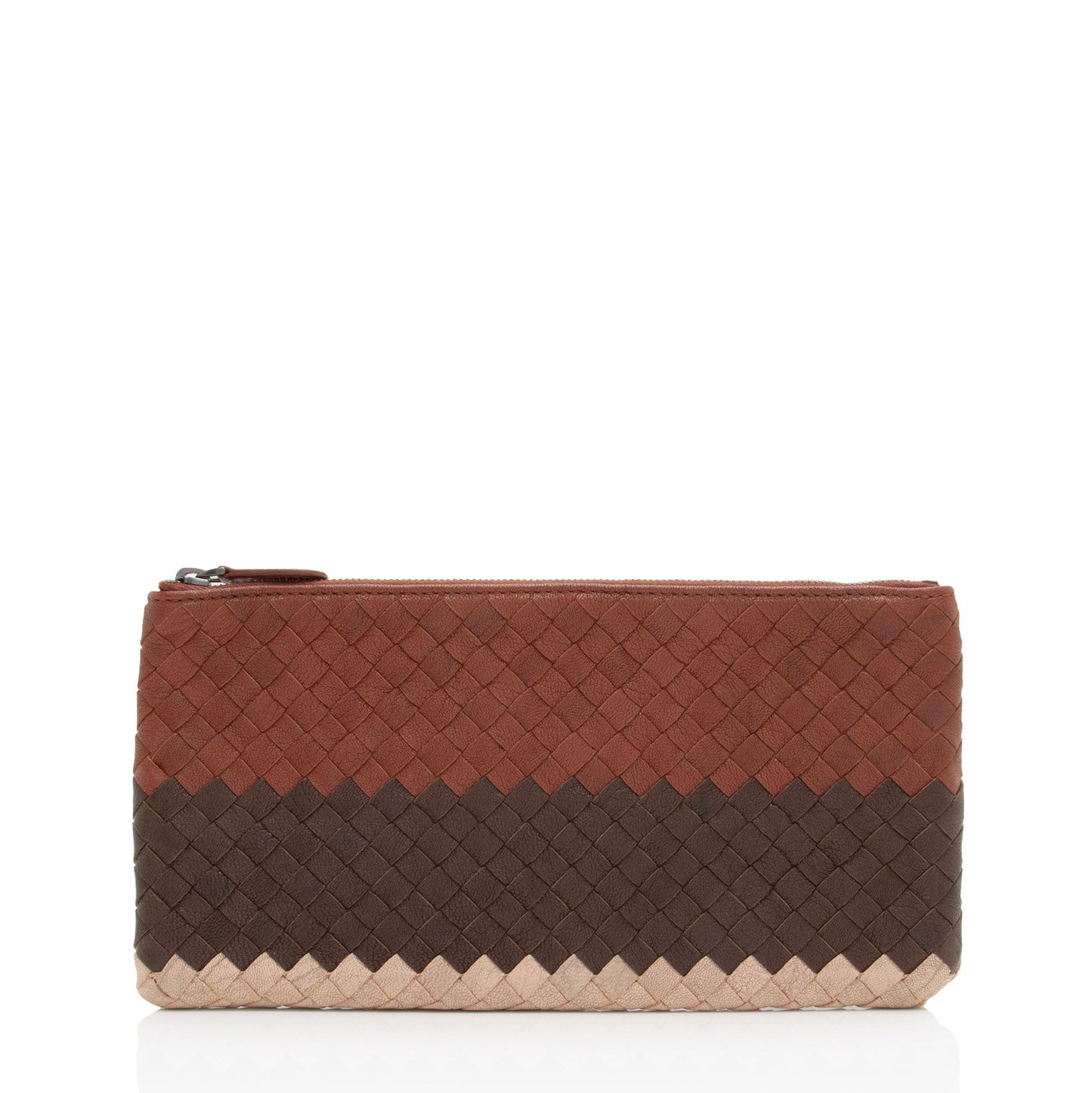 Bottega Veneta Intrecciato Nappa Tricolor Zip Pouch (SHF-y50aov)