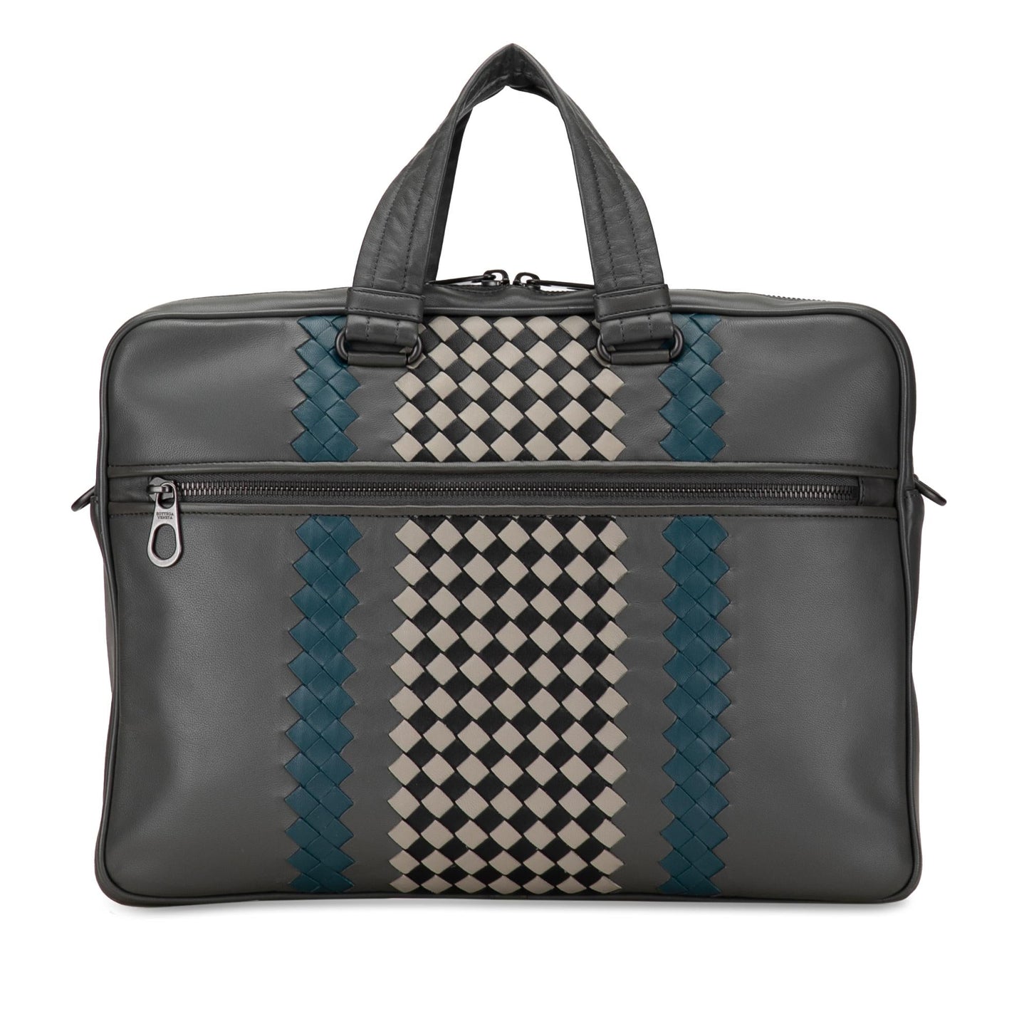 Bottega Veneta Intrecciato-Trimmed Leather Briefcase (SHG-XfagZD)