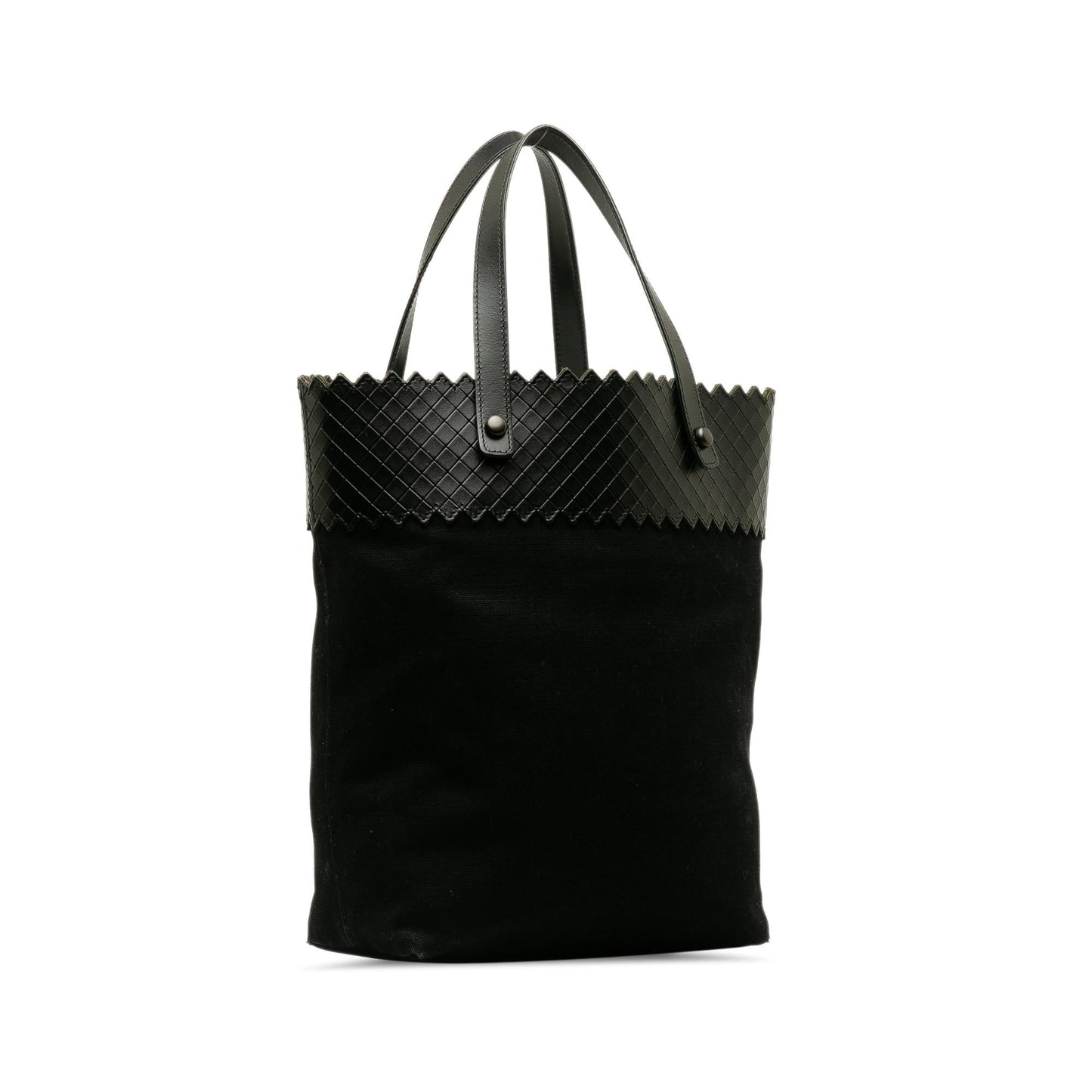 Bottega Veneta Intrecciomirage Trimmed Canvas Tote (SHG-OeLhp5)