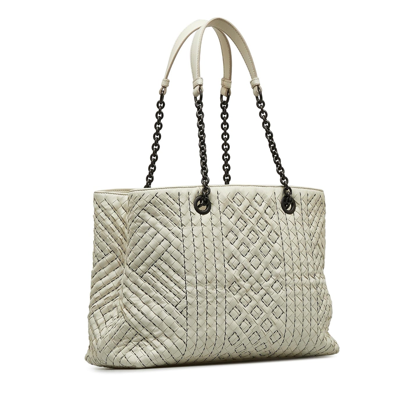 Bottega Veneta Medium Intrecciato Stitched Double Chain Tote (SHG-lAoFji)