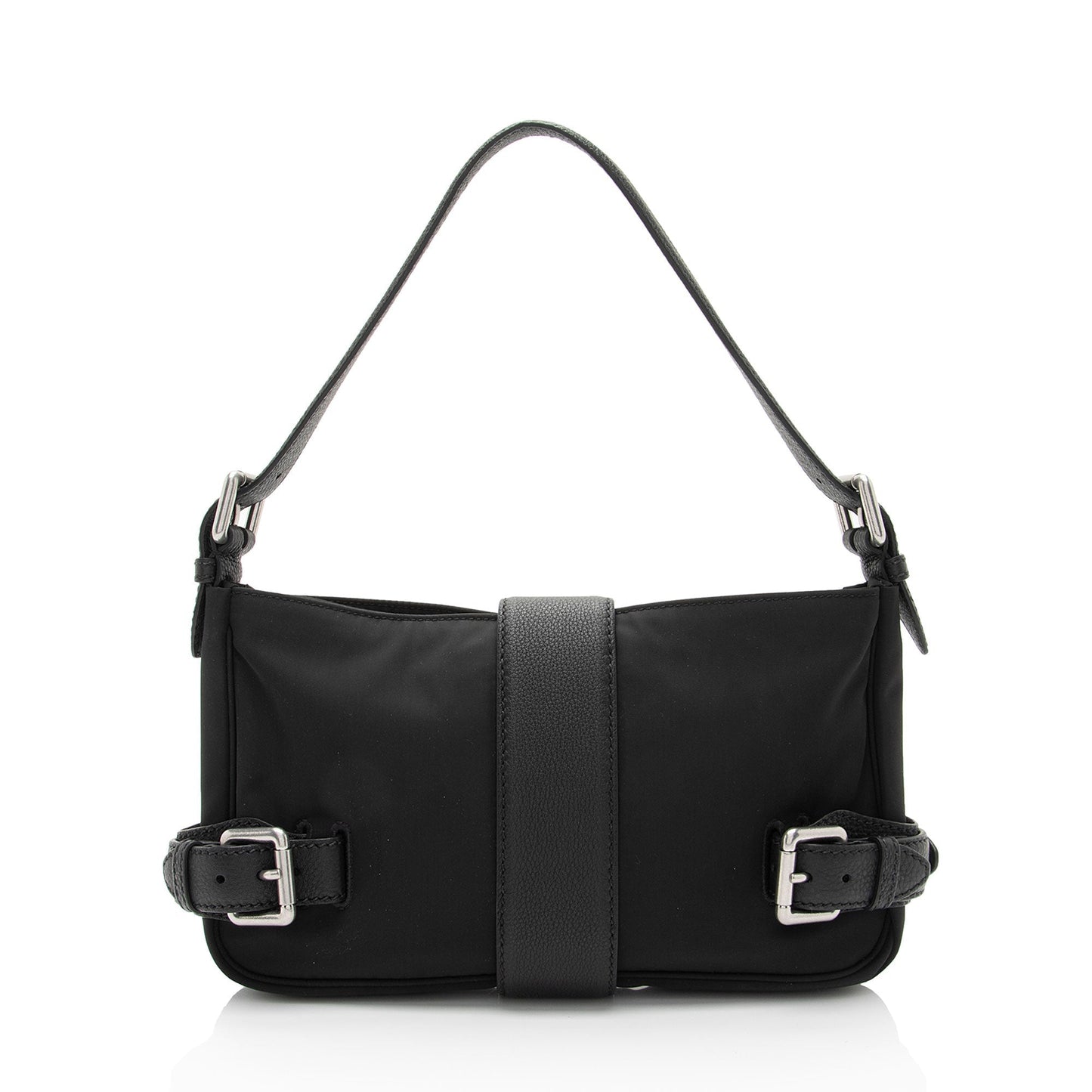 Bottega Veneta Nylon Calfskin Buckle Mini Shoulder Bag (SHF-uylolI)
