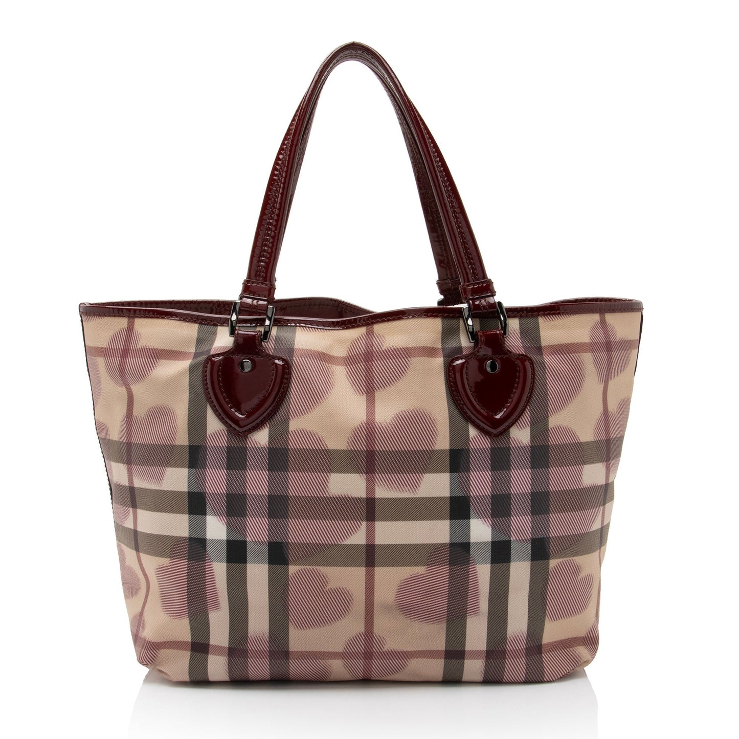 Burberry Heart Check Patent Leather Large Tote (SHF-tnVJ87)