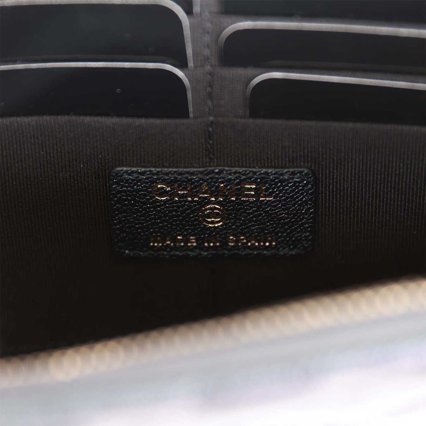 Chanel Classic Pouch with Handle Black Iridescent Caviar Gold Hardware