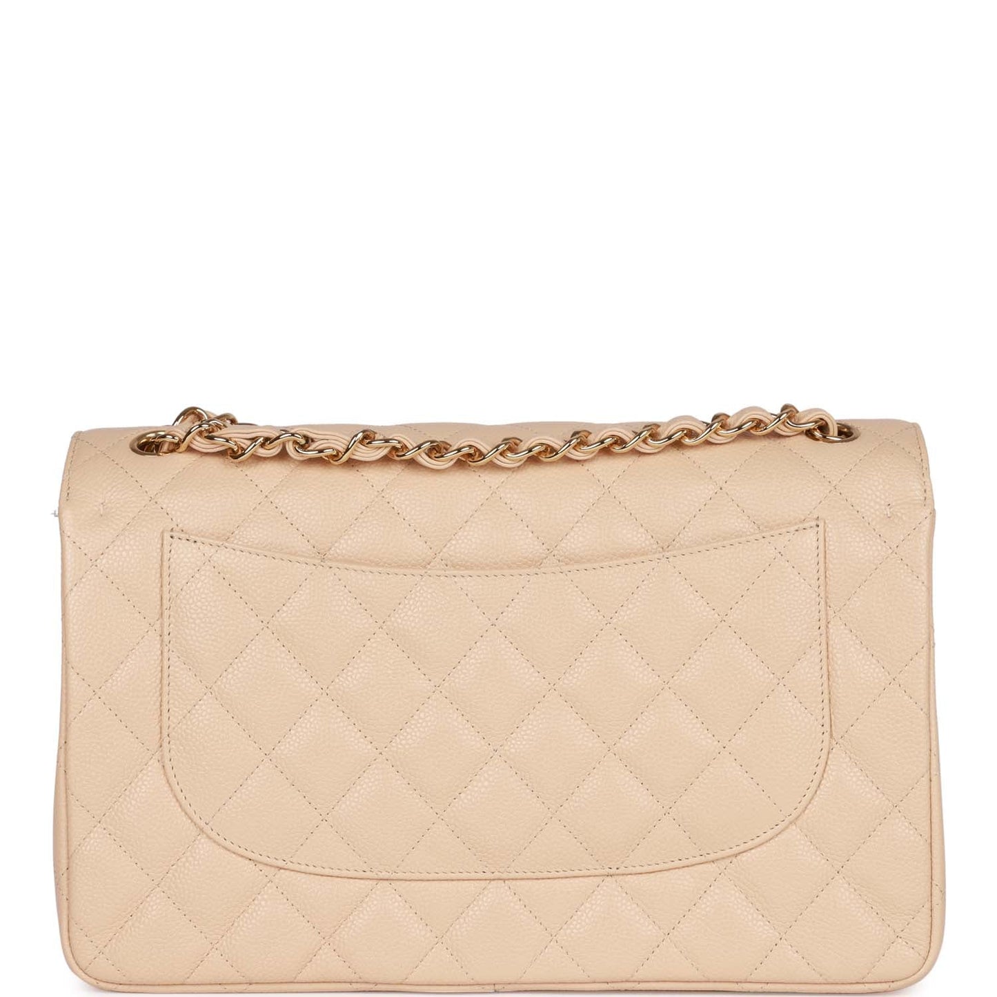 Pre-owned Chanel Jumbo Classic Double Flap Bag Beige Caviar Gold Hardware